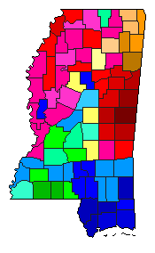 1947 Mississippi County Map of Special Election Results for Senator
