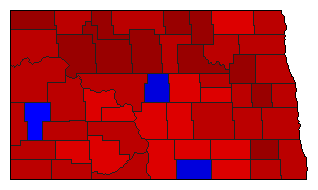 1992 North Dakota County Map of Special Election Results for Senator