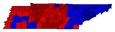 1964 Tennessee County Map of Special Election Results for Senator