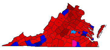 1966 Virginia County Map of Special Election Results for Senator