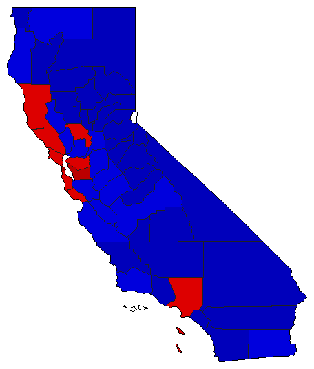 1992 California County Map of Special Election Results for State Auditor