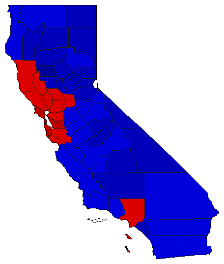 1994 California County Map of Special Election Results for Controller
