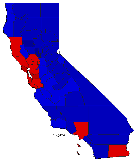 1998 California County Map of Special Election Results for Insurance Commissioner