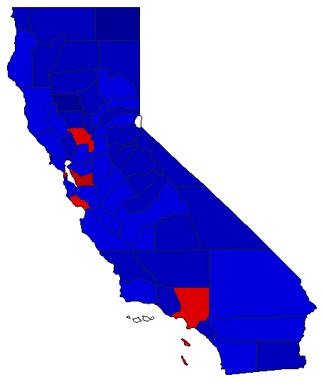1982 California County Map of Special Election Results for Senator