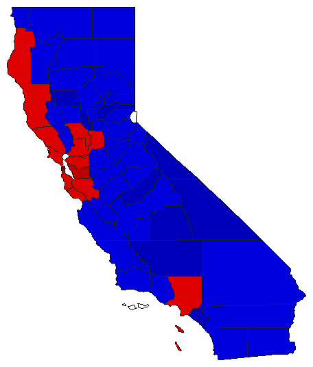 1986 California County Map of Special Election Results for Senator