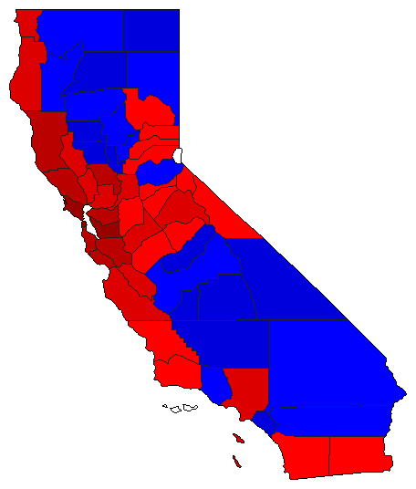 1992 California County Map of Special Election Results for Senator
