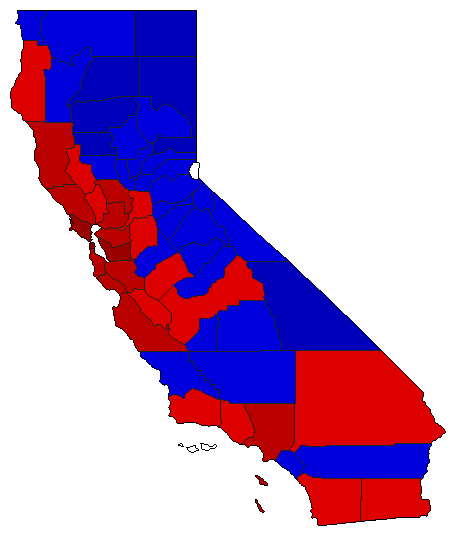 2000 California County Map of Special Election Results for Senator