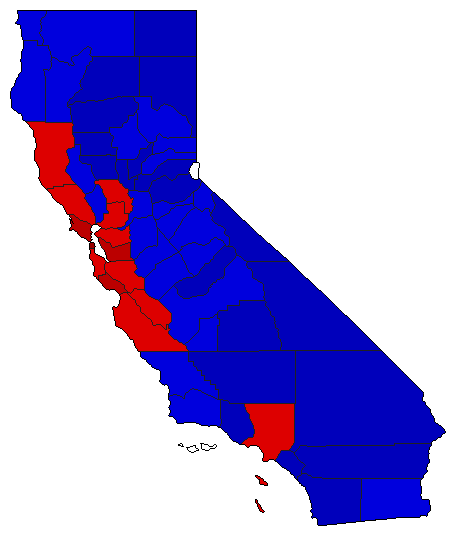 1990 California County Map of Special Election Results for Governor