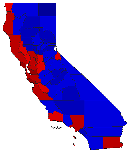 2010 California County Map of Special Election Results for Governor