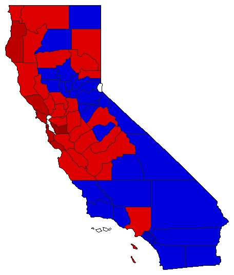 1990 California County Map of Special Election Results for Lt. Governor