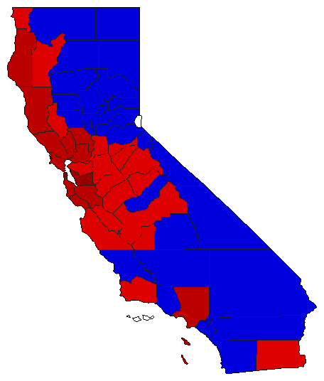 1994 California County Map of Special Election Results for Lt. Governor