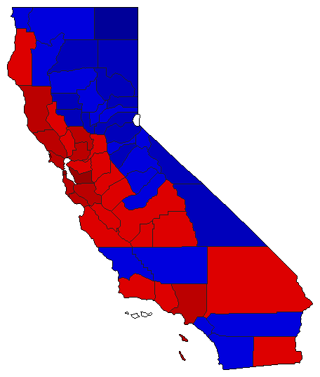 1998 California County Map of Special Election Results for Lt. Governor