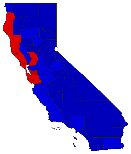 1994 California County Map of Special Election Results for State Treasurer